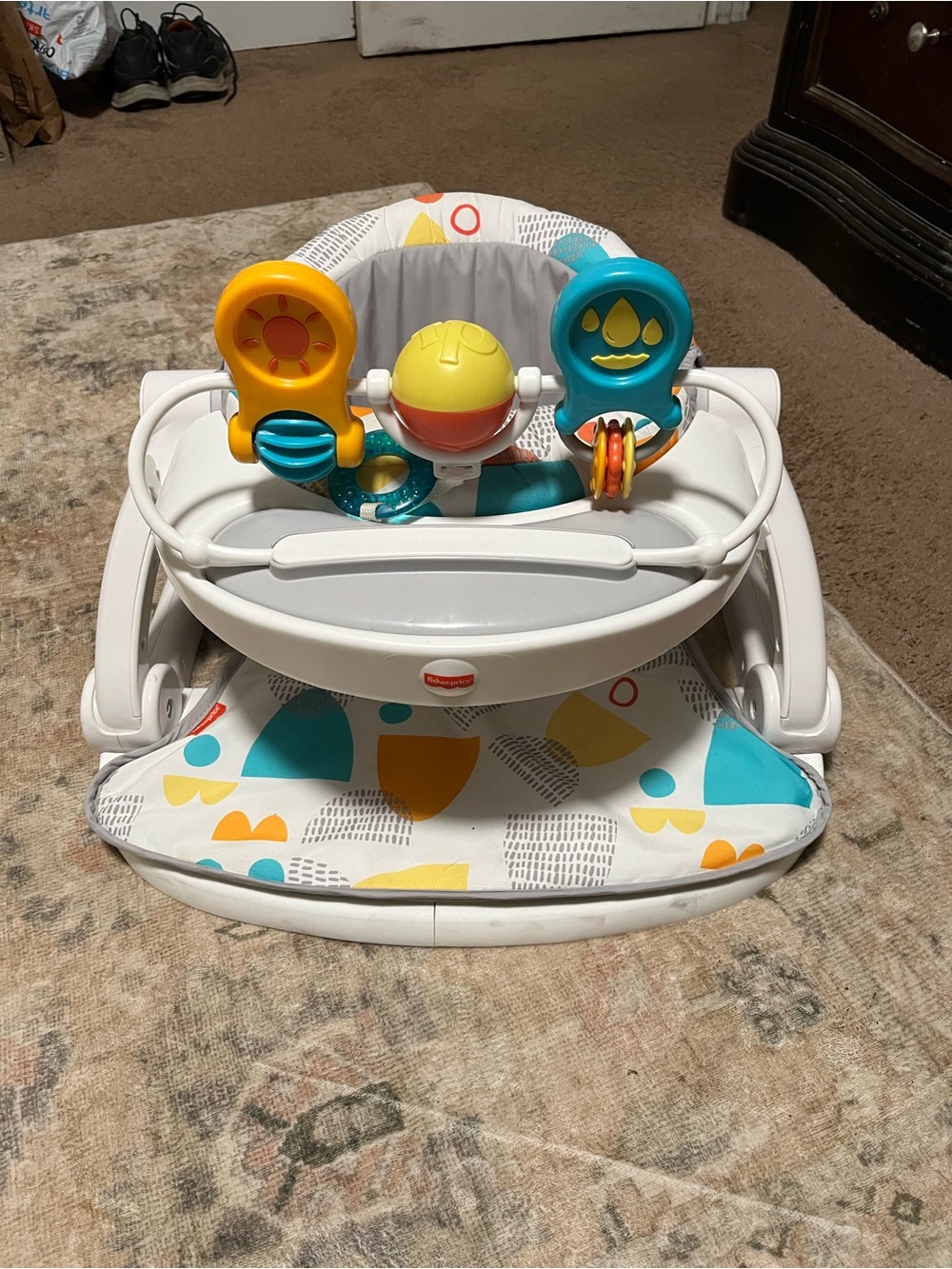 Fisher-Price Sit-Me-Up Baby Activity Floor Seat w/ Toy Bar, Sun & Raindrop